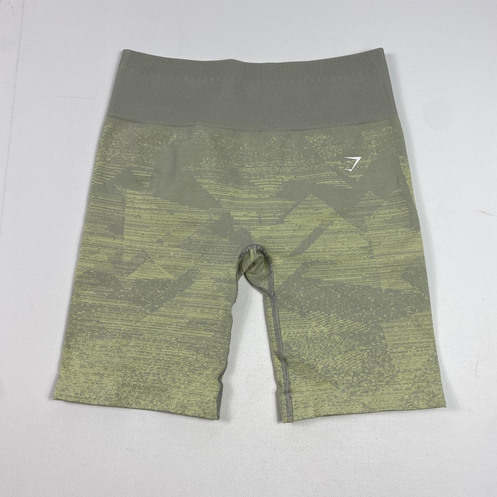 Gymshark Shorts Womens Small Green Seamless High Waist Workout Compression Yoga
